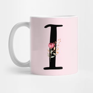 Letter I With Watercolor Floral Wreath Mug